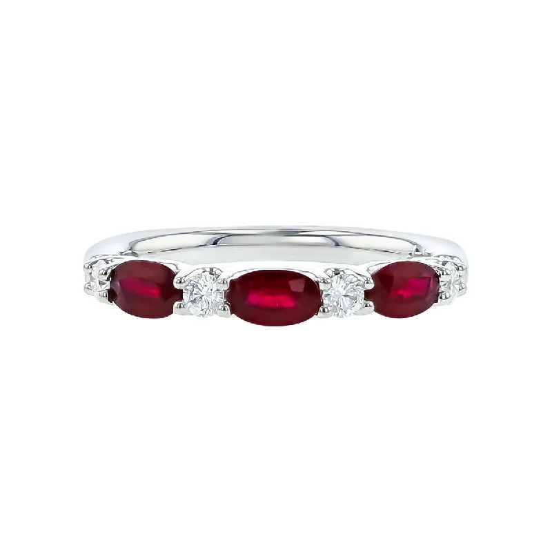 Ruby Diamond Ring in 18K White Gold