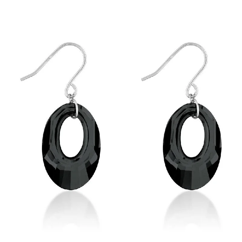 women’s jade earrings-Sterling Silver Black Swarovski Crystal Earrings