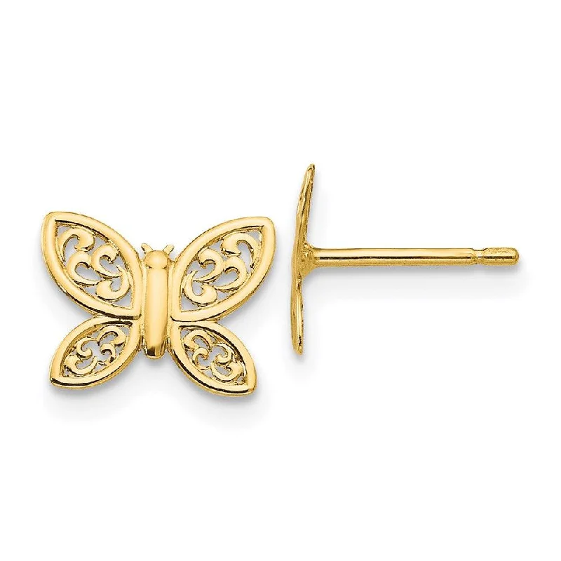 women’s fashion earrings-14k Polished Butterfly Post Earrings