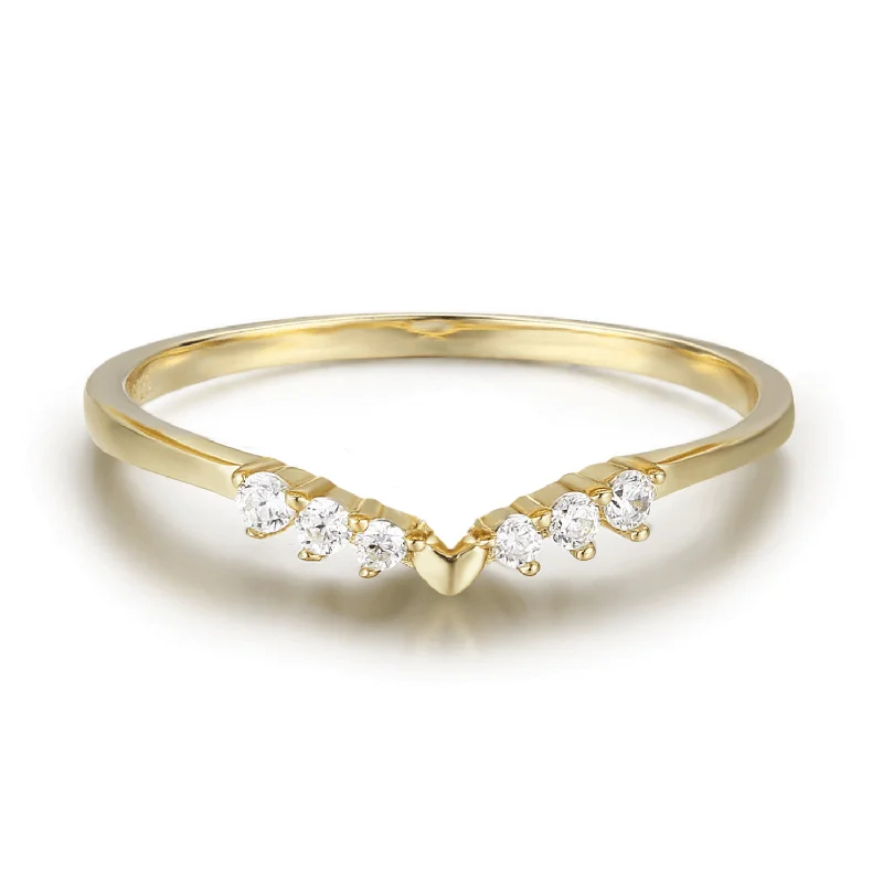 women’s black gold ring-Hearty Heart Stacking Band (Yellow Gold)