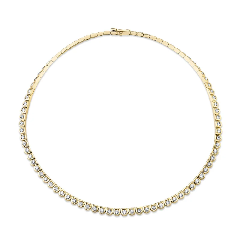 women’s pearl necklace-Scallop Silhouette Diamond Necklace