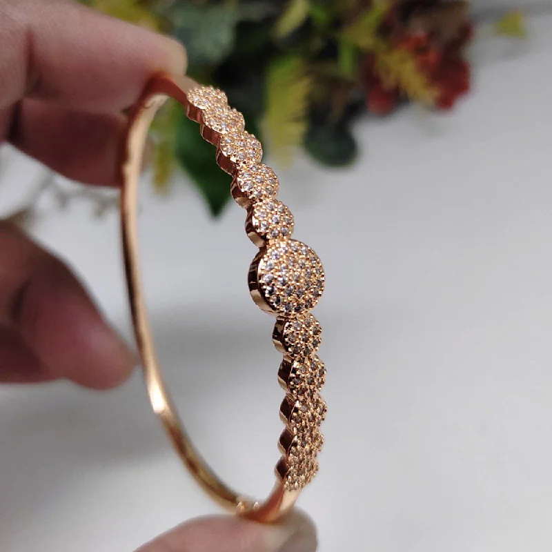 women’s antique engagement rings-women’s adjustable bangle-Aamrapali Rose Gold Plated AD Bangle