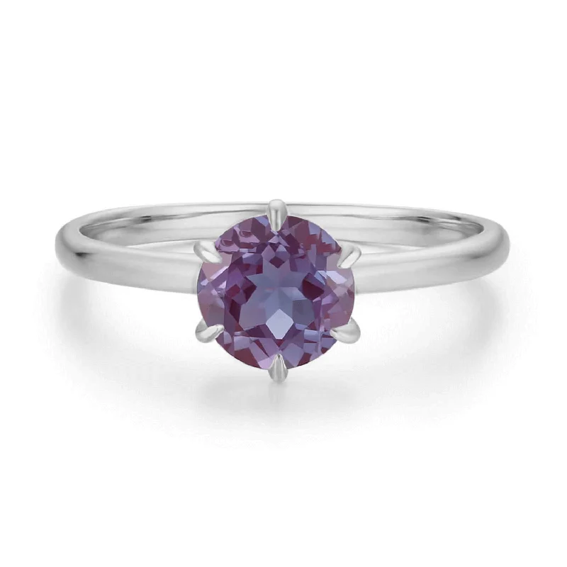 women’s vintage engagement ring-One Love Round Alexandrite Ring