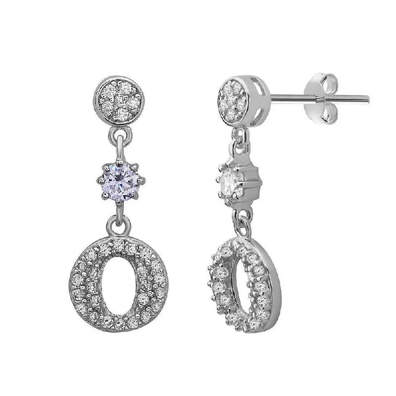 women’s multi-stone earrings-Sterling Silver White Open and CZ Dangling Earrings