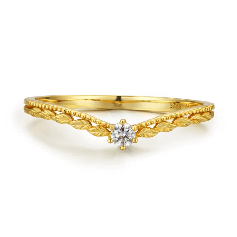 women’s pearl ring-Avalon Stacking Band (Yellow Gold)