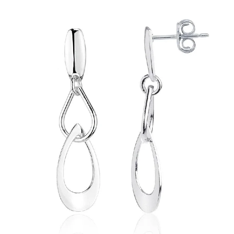 women’s trendy hoop earrings-Sterling Silver Multi Tear Shape Earrings