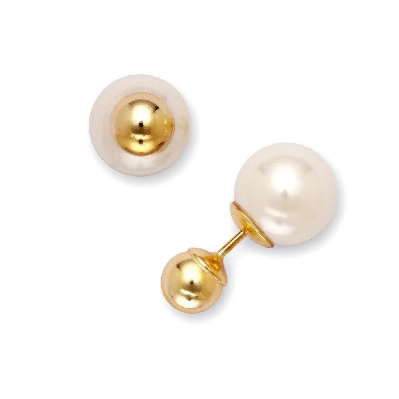 women’s gold earrings-Sterling Silver Gold 6mm with White Pearl Earrings