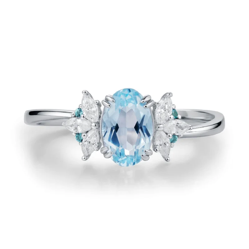 women’s adjustable band ring-Twilight Star Sky Blue Topaz Ring