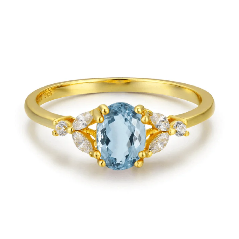 women’s gold ring-Stellar Aquamarine Ring (Yellow Gold)