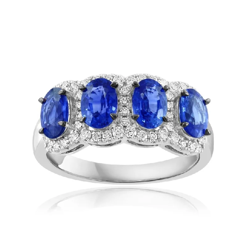 18K White Gold Sapphire and Diamond Ring