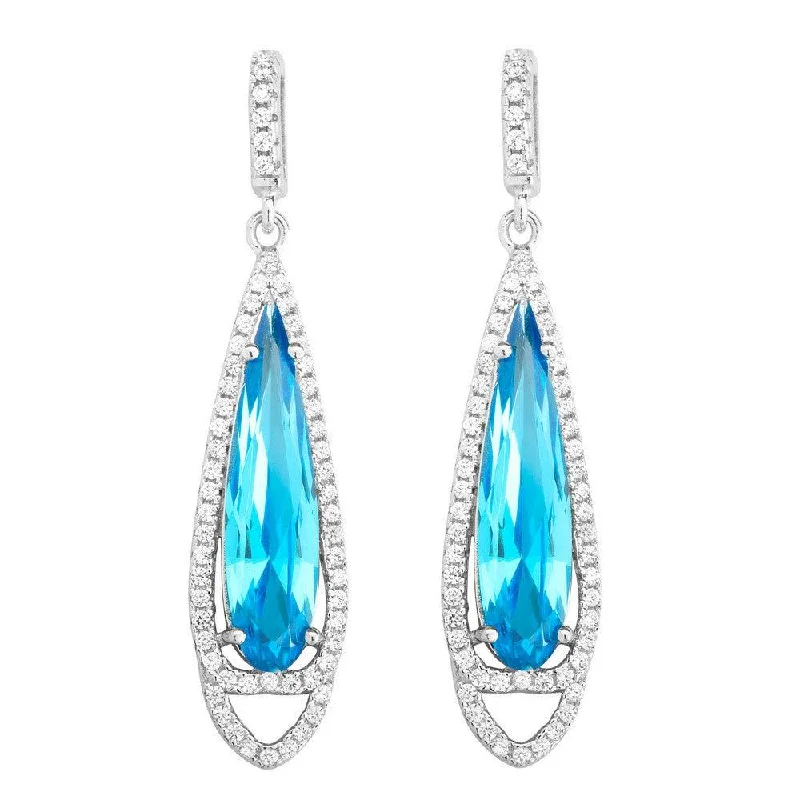 women’s custom earrings-Sterling Silver Bright Blue Teardrop Earrings