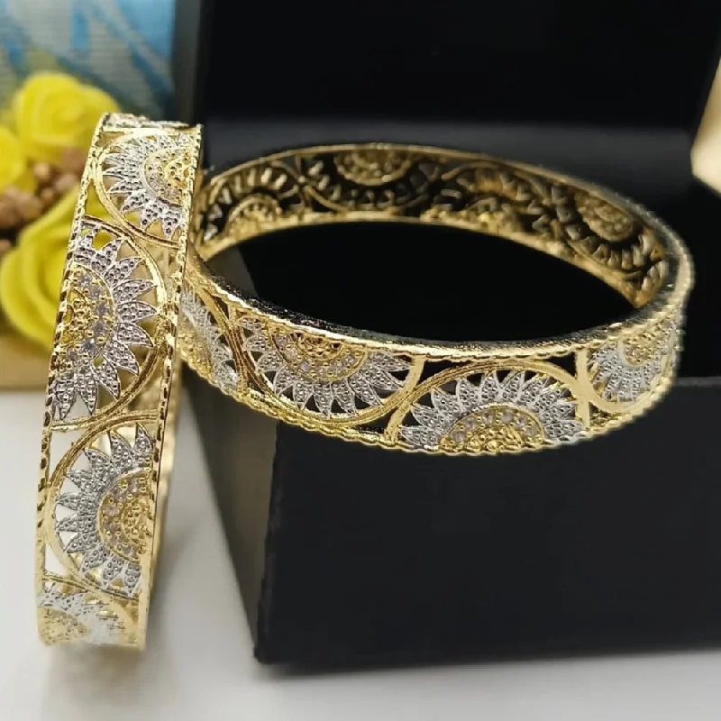 women’s unique engagement rings-women’s elegant bracelet-Manisha Jewellery Gold Plated Ad Stone Bangles Set