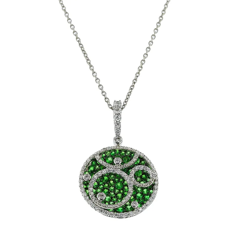 women’s matching necklace and earrings-Salavetti Tsavorite and Diamond Pendant Necklace