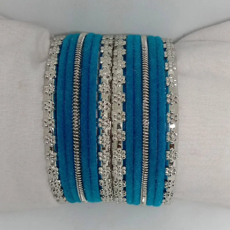 women’s custom engagement rings-women’s tennis bracelet-Shree Asha Bangles 14 Pieces in single bangle and Pack Of 12 Firozi Color bangles Set