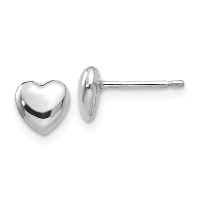 women’s luxury statement earrings-14k White Gold Heart Earrings