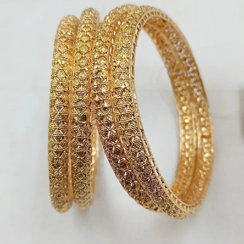 women’s vintage diamond engagement rings-women’s pearl bangle-Padmawati Bangles Gold Plated Bangles Set