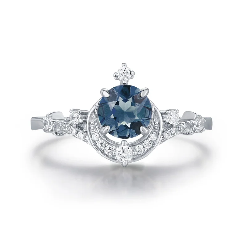 women’s gemstone solitaire ring-Luna Twilight London Blue Topaz Ring