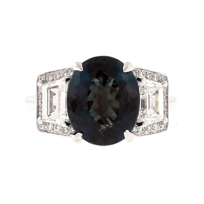 Natural Brazilian Alexandrite and Diamond Ring