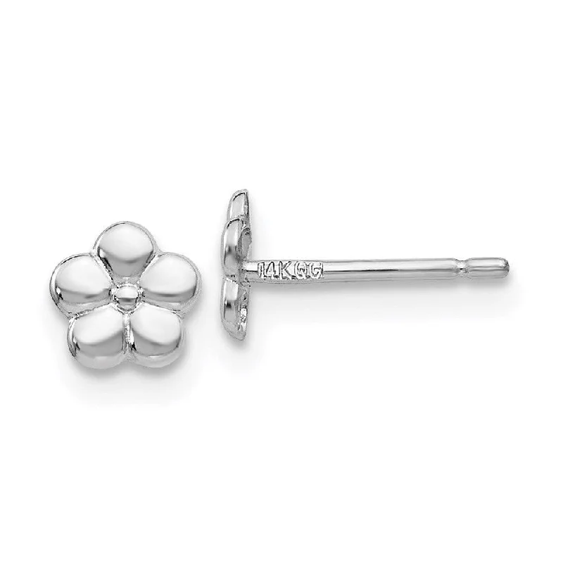 women’s sterling silver earrings-14k White Polished Flower Post Earrings