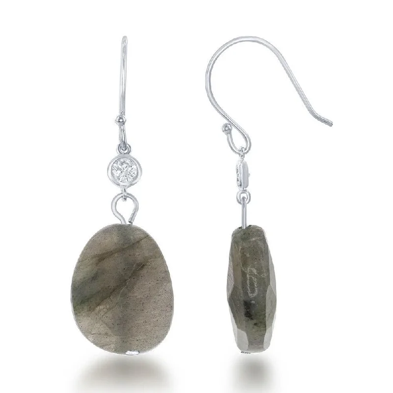 women’s classic earrings-Sterling Silver Small Green Labradorite Earrings