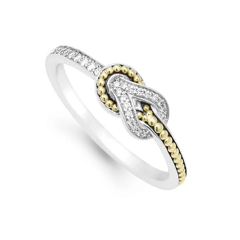 Petite Two Tone Knot Diamond Ring