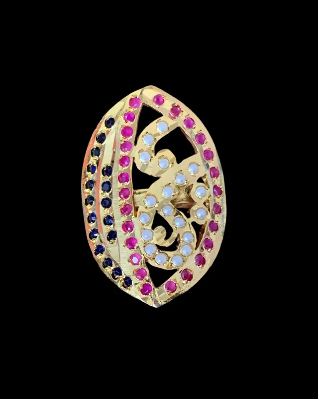 women’s statement ring-DJR27 Koyal Jadau ring -Ruby sapphire ( READY TO SHIP)