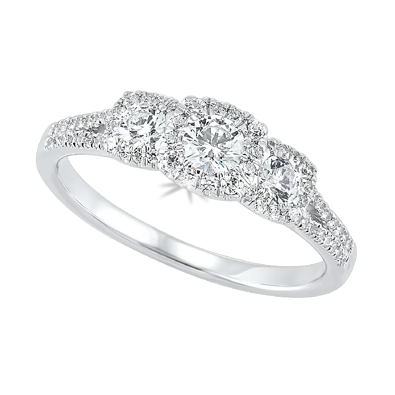 14k White Gold 5/8ctw Three Stone Diamond Ring