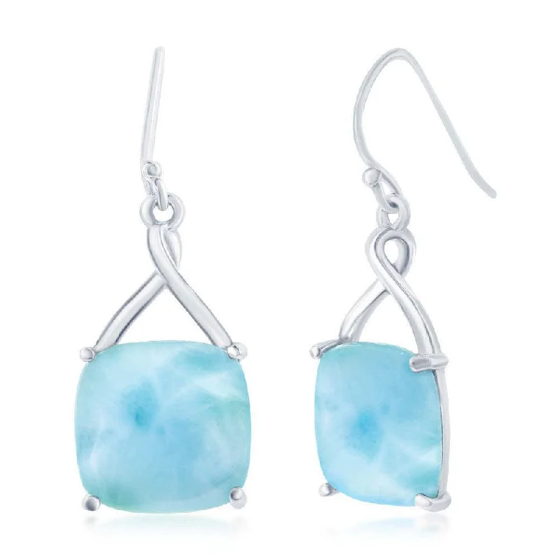 women’s luxury statement earrings-Sterling Silver Larimar Dangle Earrings