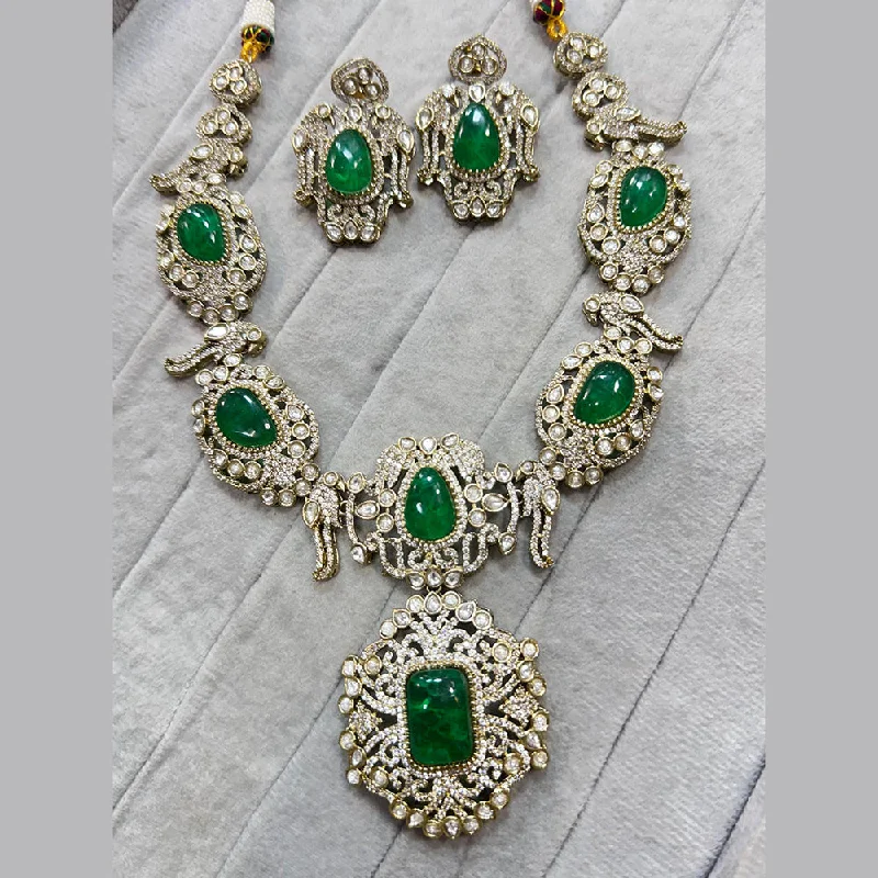 women’s custom pendant necklace-JCM Gold Plated Polki Kundan Stone Necklace Set