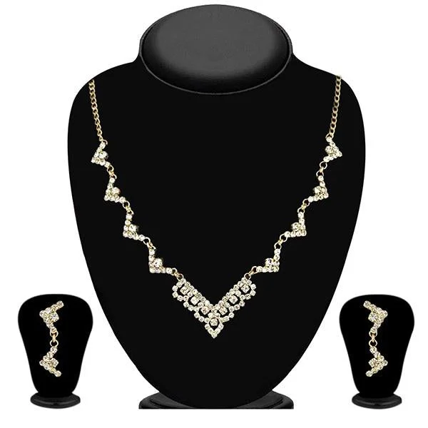 women’s bridal necklace-Eugenia Zinc Alloy Gold Plated Austrian Stone Necklace Set - 1104310