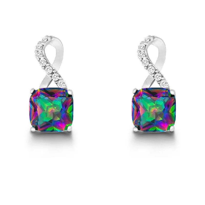 women’s diamond stud earrings-Sterling Silver Multi Half CZ Figure 8 Earrings