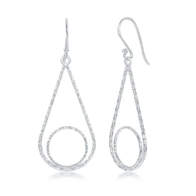 women’s luxury earrings-Sterling Silver Diamond Cut Pears Shaped Earrings