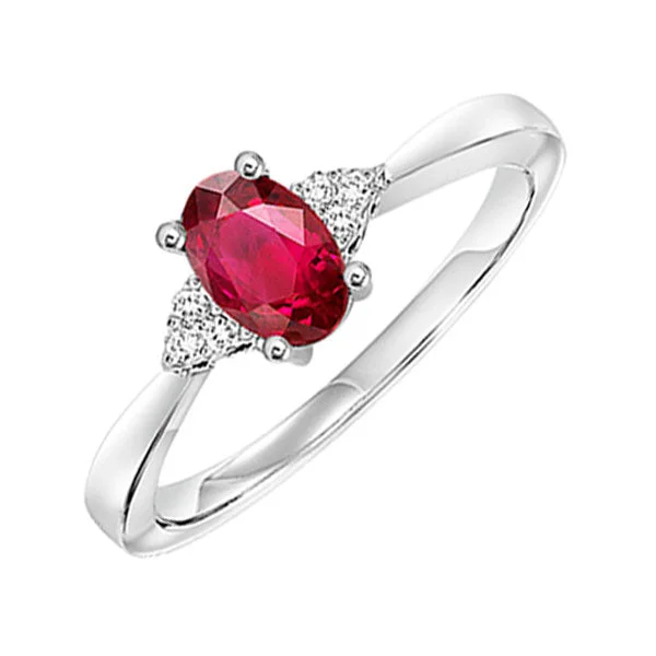 10K White Gold Ruby Diamond Ring