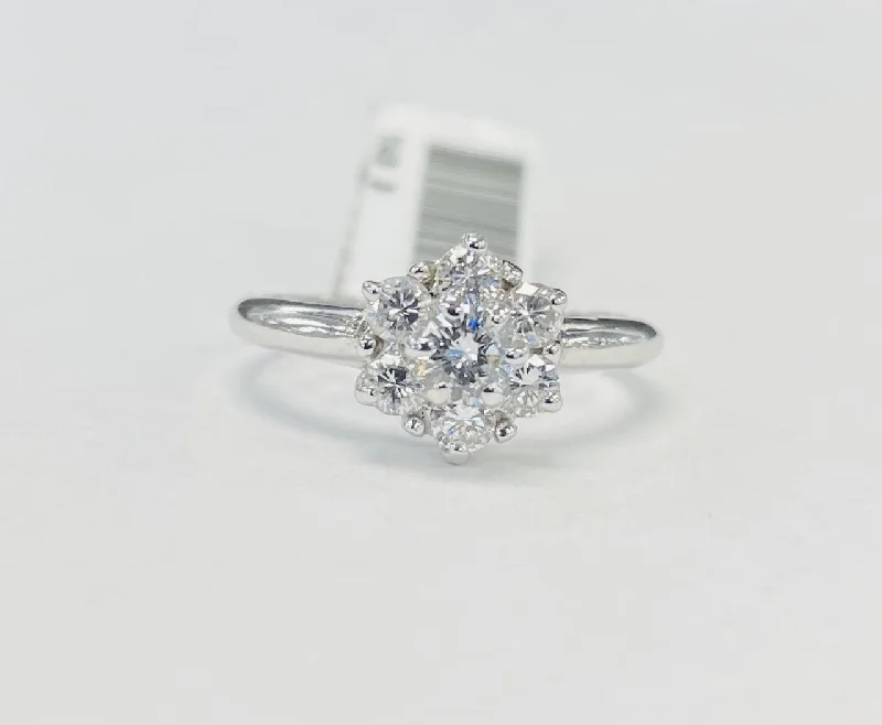 Vintage Floral Halo Diamond Ring