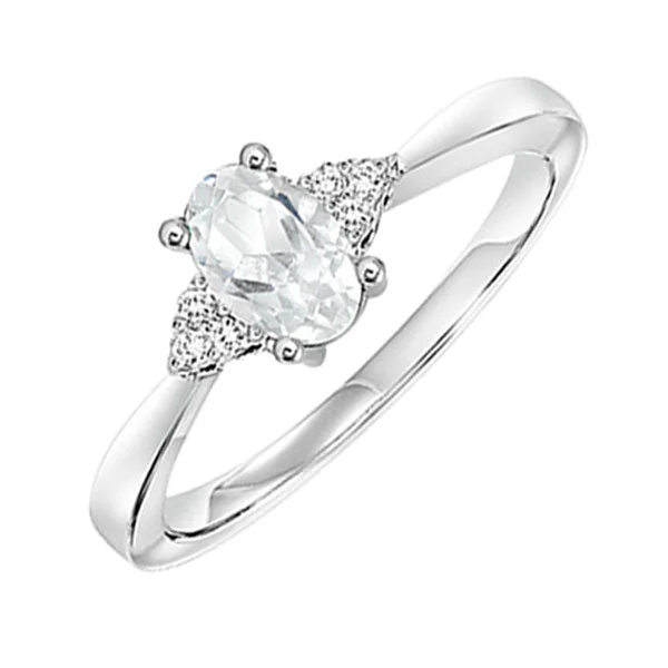 10K White Gold White Topaz Diamond Ring