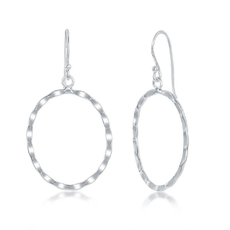 women’s custom-designed earrings-Sterling Silver Hammered Oval Earrings