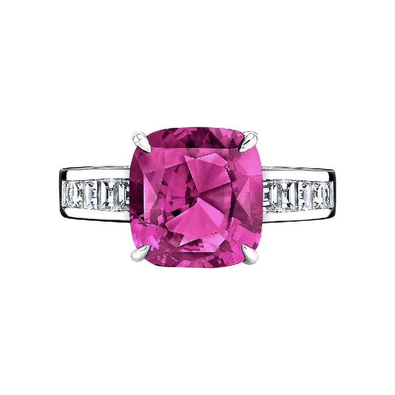 Platinum Pink Sapphire and Diamond Ring