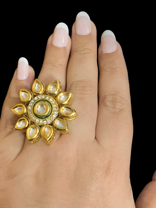 women’s designer ring-DJR115 Kundan statement ring ( READY TO SHIP)