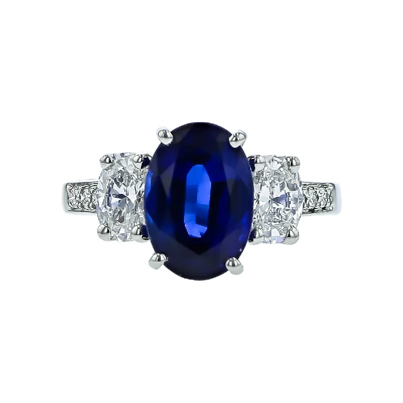 Platinum Sapphire and Diamond Ring