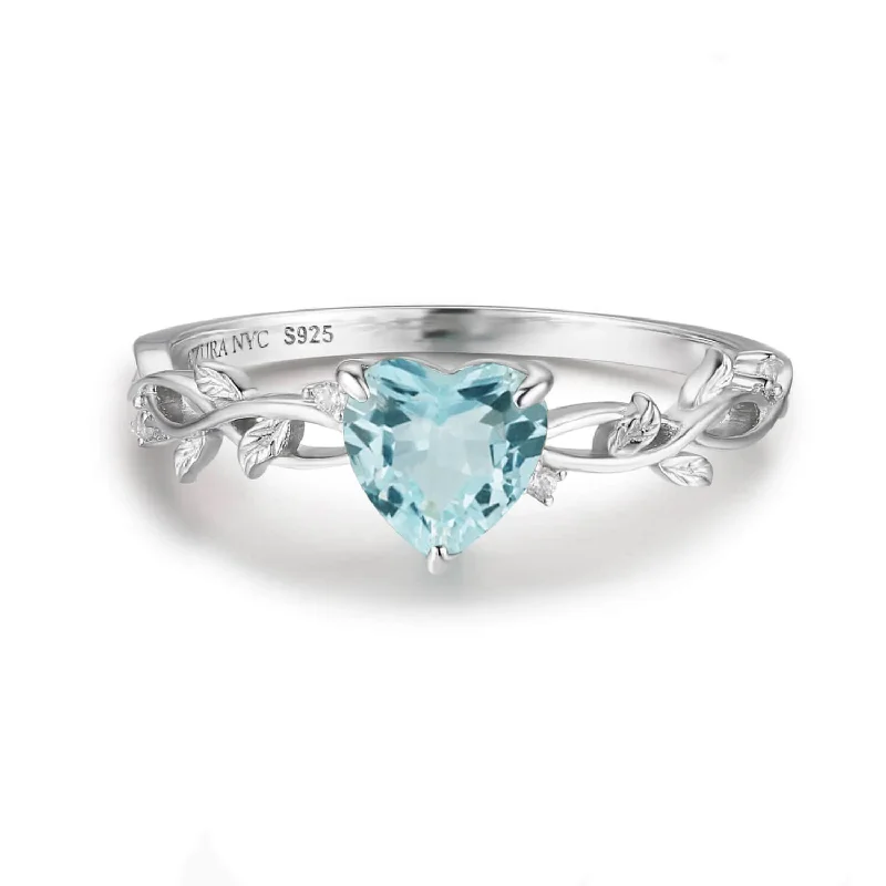 women’s pearl ring-Everlasting Heart Sky Blue Topaz Ring©