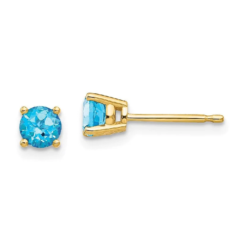 women’s boho earrings-14k 4mm Blue Topaz Earrings