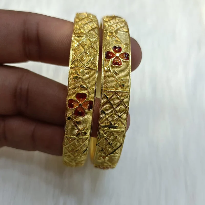 women’s yellow gold engagement rings-women’s high-end bracelet-Shreenath Sales Gold Plated Meenakari Bangles Set