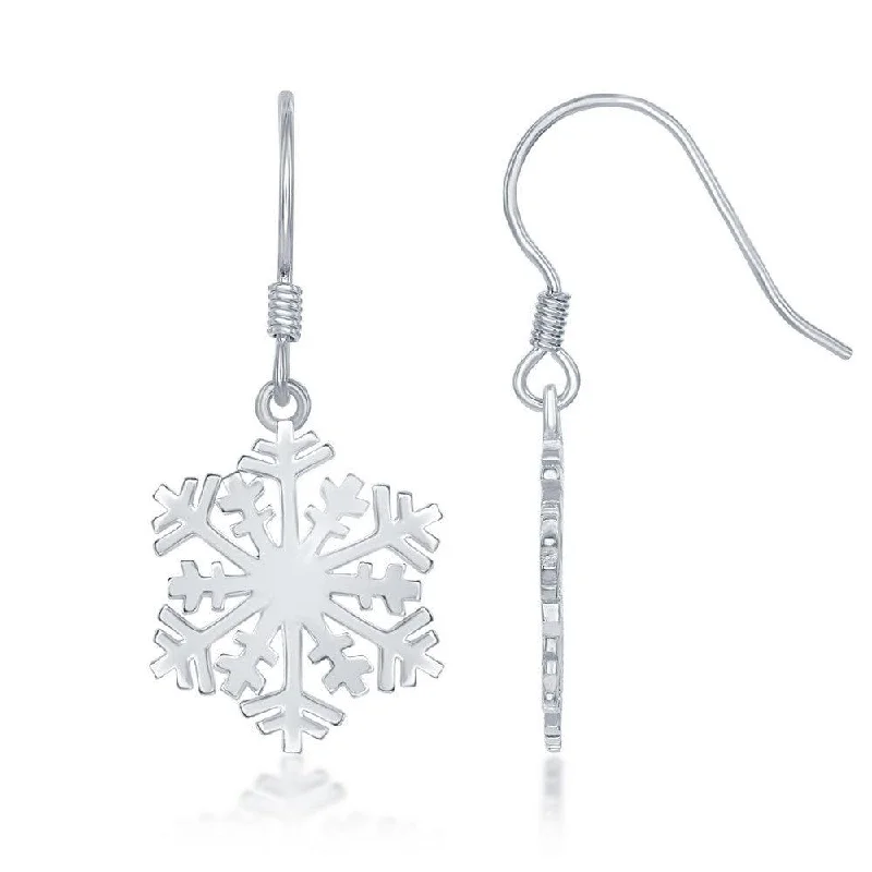 women’s sterling silver teardrop earrings-Sterling Silver Snowflake Earrings