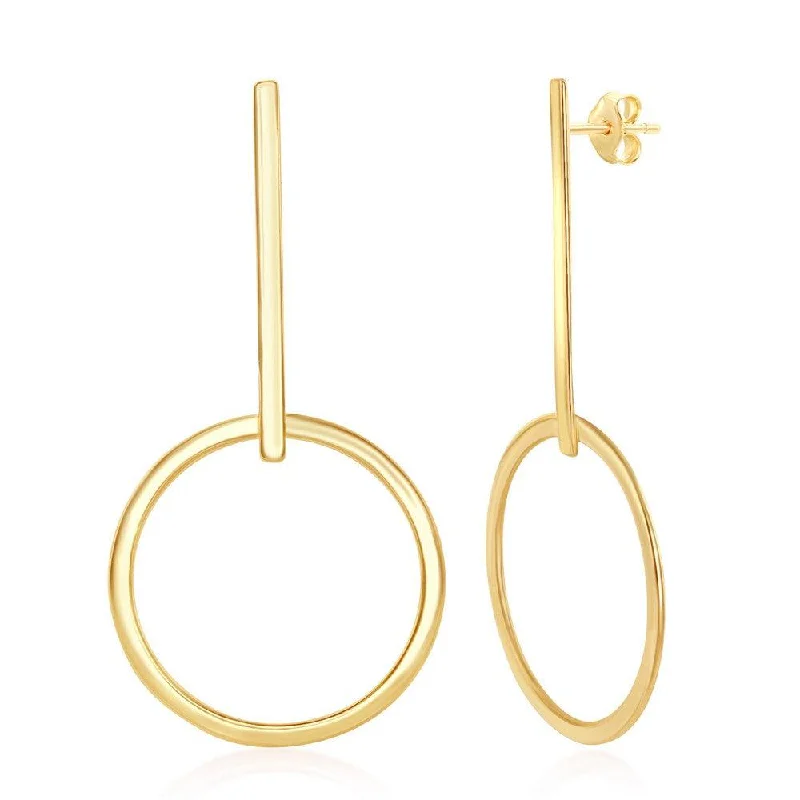 women’s fancy earrings-Sterling Silver Gold Plated Bar and Hoop Earrings