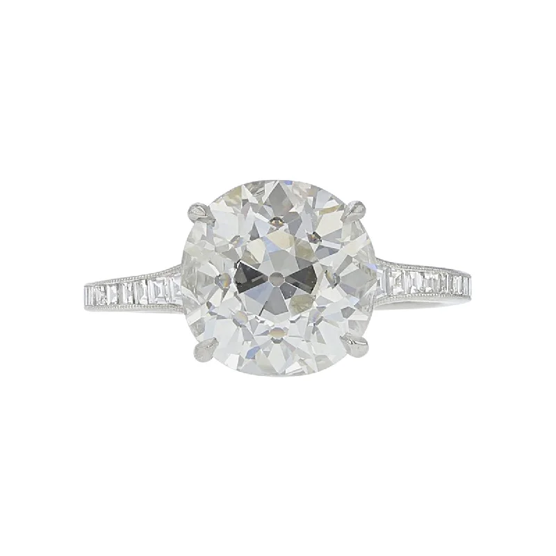 Platinum 4.31-Carat European-cut Diamond Ring