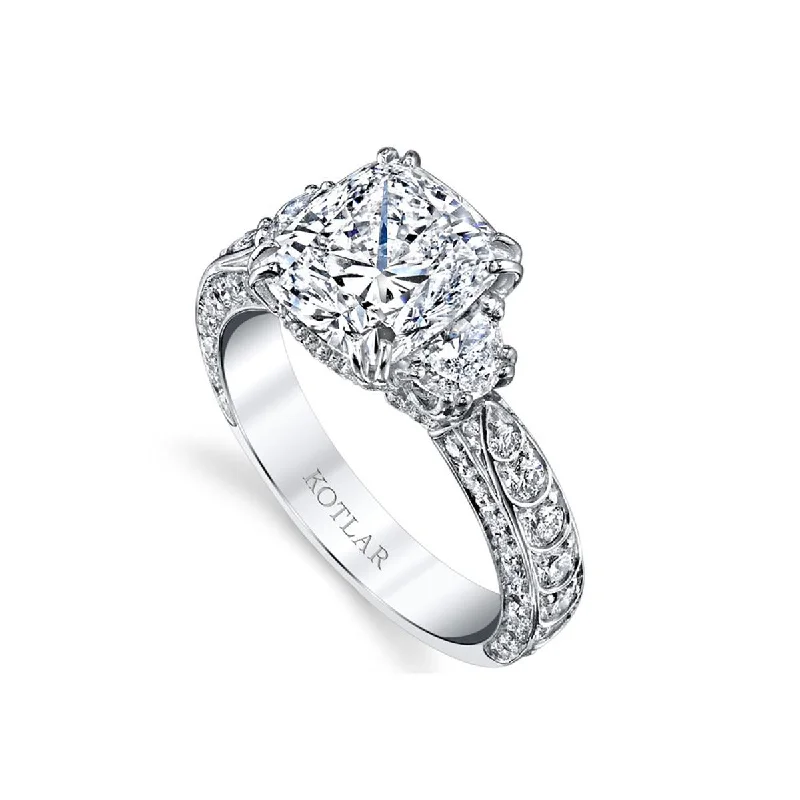 Platinum Scallop Kotlar Cushion Diamond Ring