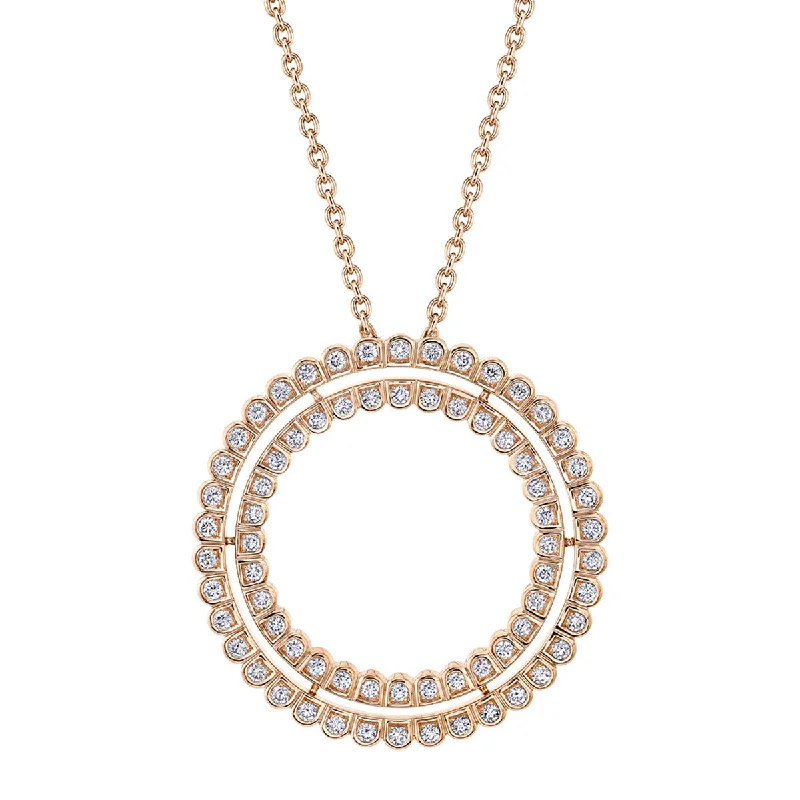 women’s textured gold necklace-Scallop Silhouette Diamond Pendant Necklace