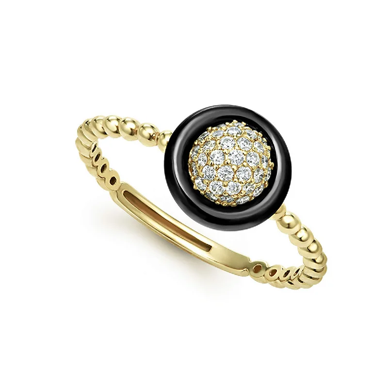 18k Gold and Black Ceramic Diamond Ring