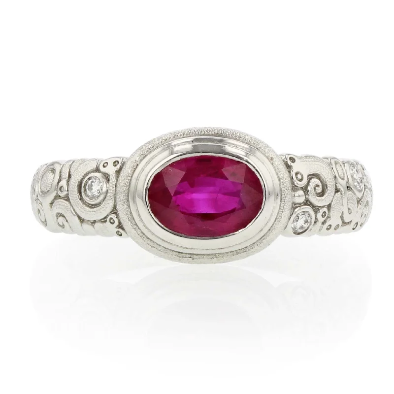 Platinum Ruby Diamond Ring