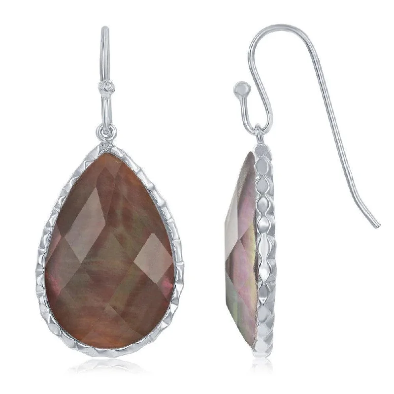 women’s chain earrings-Sterling Silver Abalone MOP Doublet Earrings